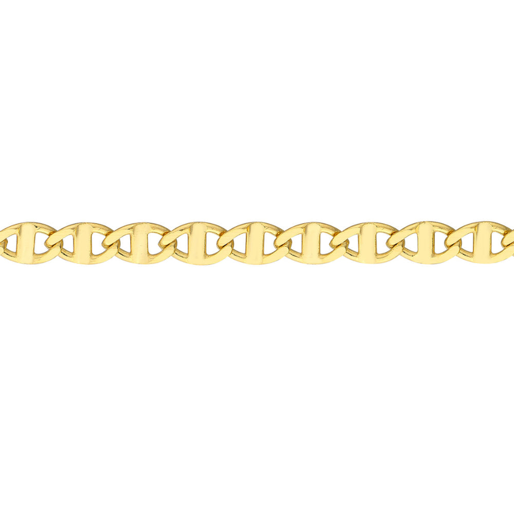 Adjustable 14k Gold Anklet - A Stylish Flat Mariner Chain Ankle Jewelry