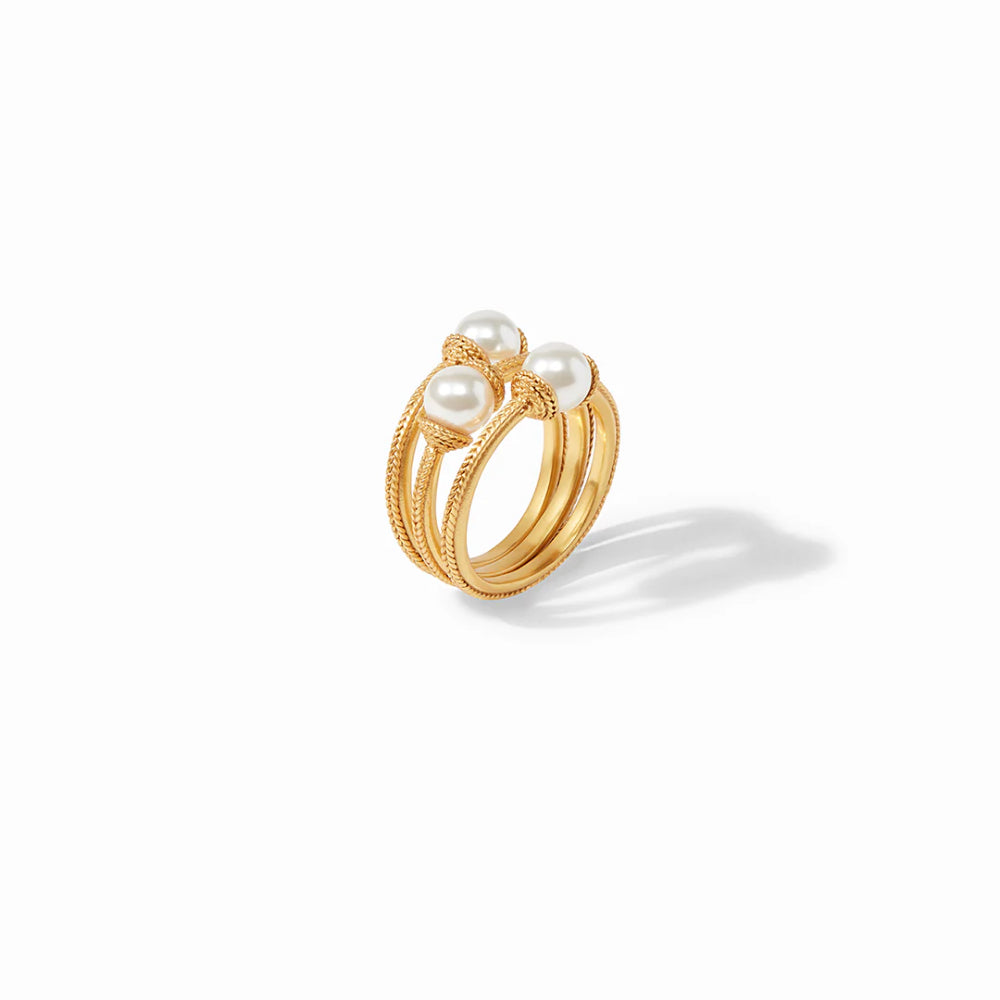 Julie Vos Calypso Trio Stackable Pearl Rings Set