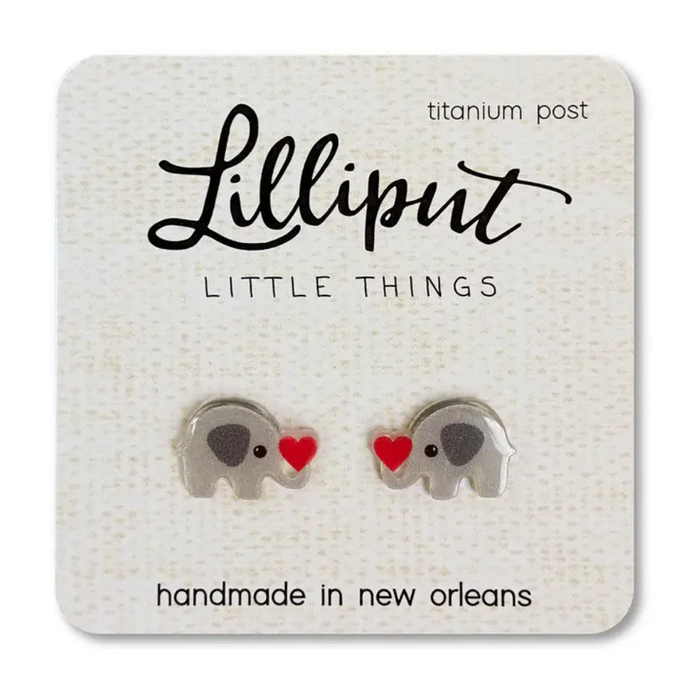 Adorable Lilliput Little Things Elephant with Heart Design Fashion Earrings