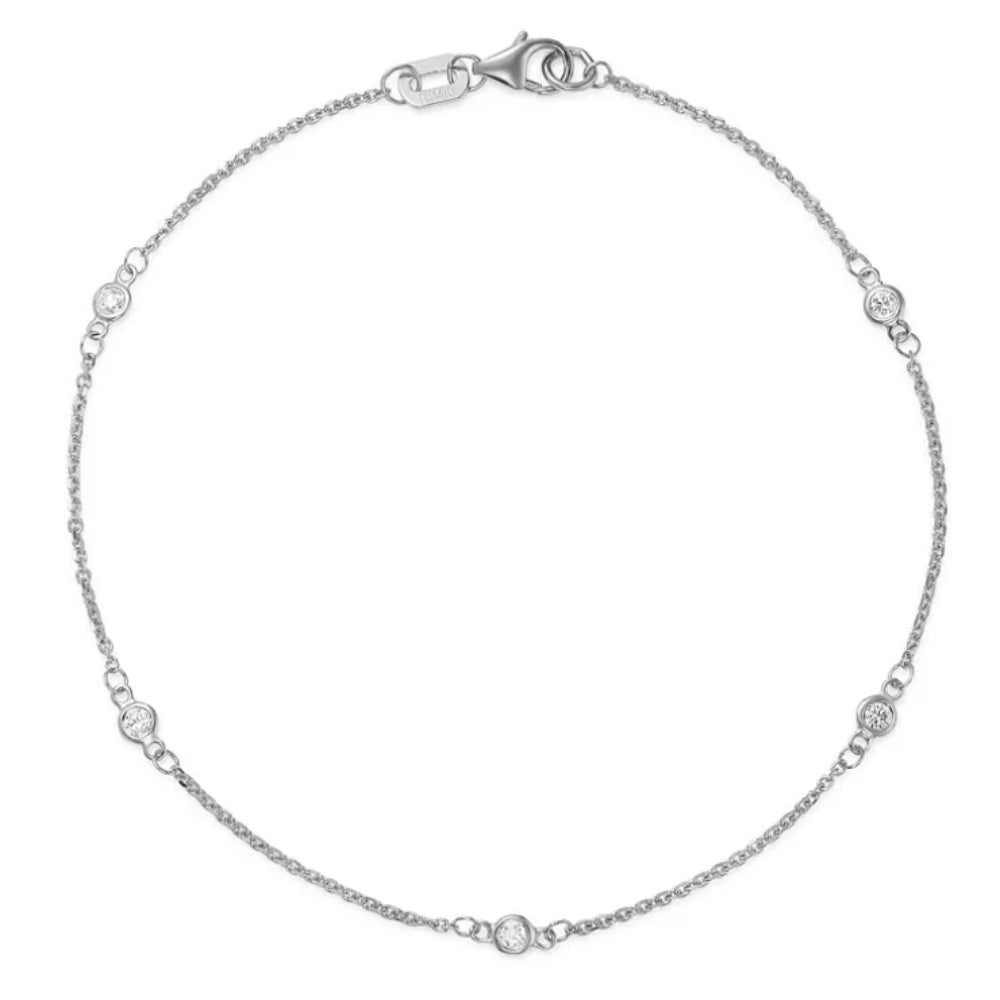 Exquisite 14k White Gold 7.5-Inch Diamond Station Bracelet