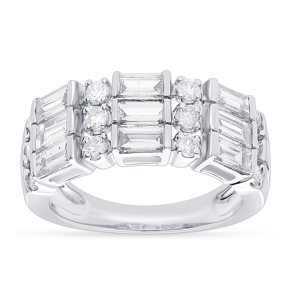 Stunning 14k Gold Three - Row Band Embellished with Diamonds