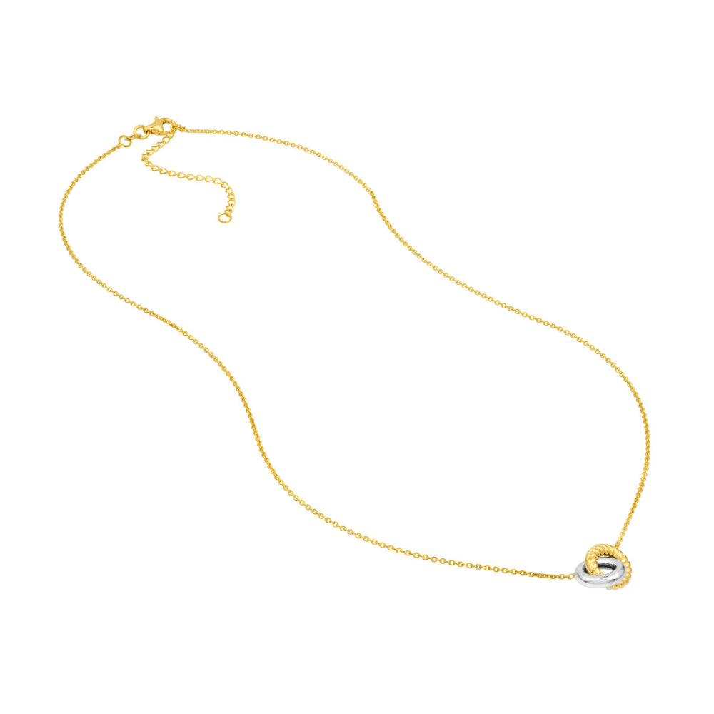 14k Gold Two-Tone Interlocking Circle Women's Necklace for Elegant Style