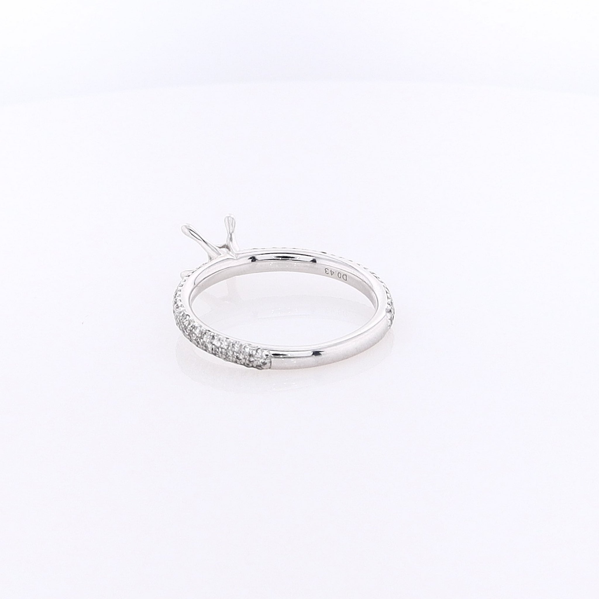 Estate SIMON G 18K White Gold Semi Pave Solitaire Diamond Ring Mounting