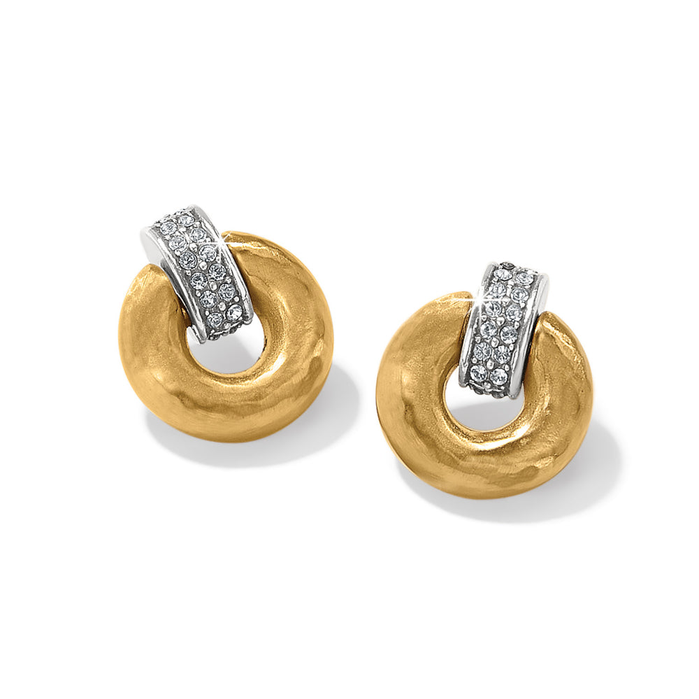 Brighton Meridian Geo Mini Gold Plated Post Drop Earrings for Women with Fine Quality Crystals