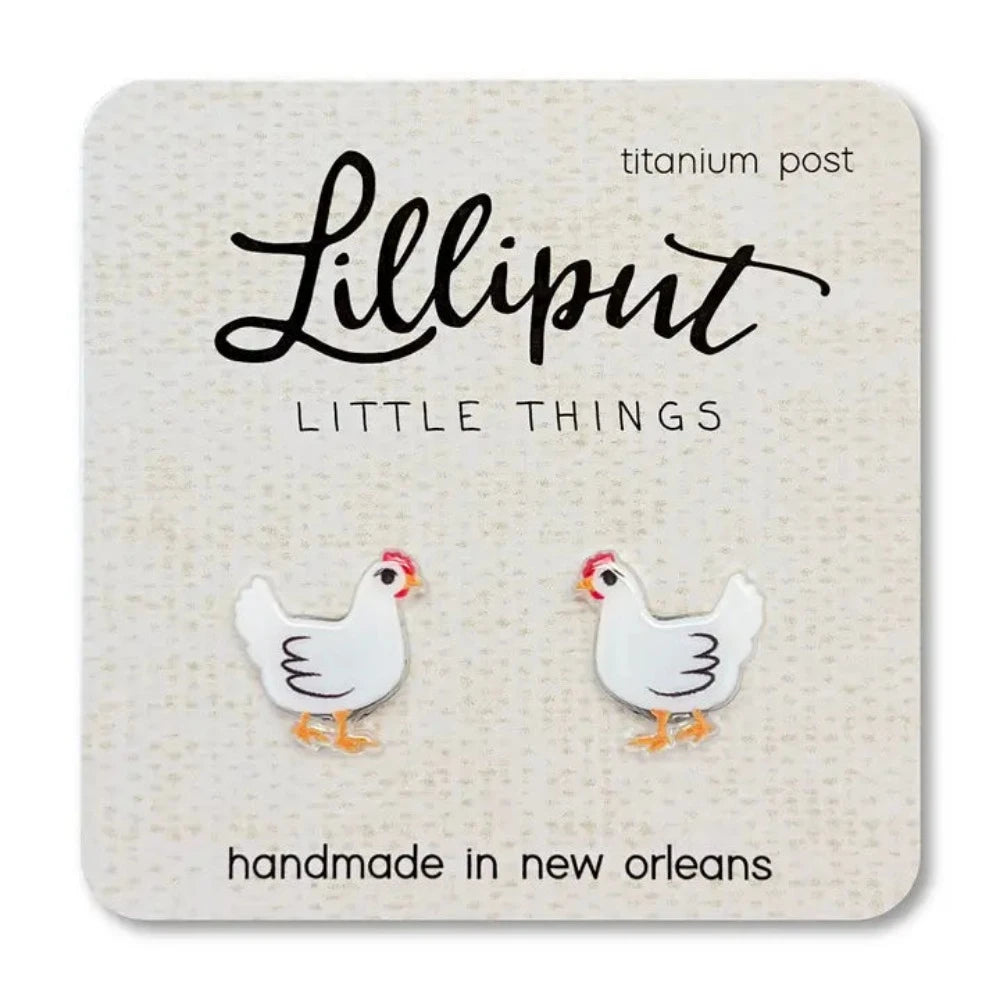 Adorable Lilliput Chicken Earrings with Medical - Grade Titanium Posts