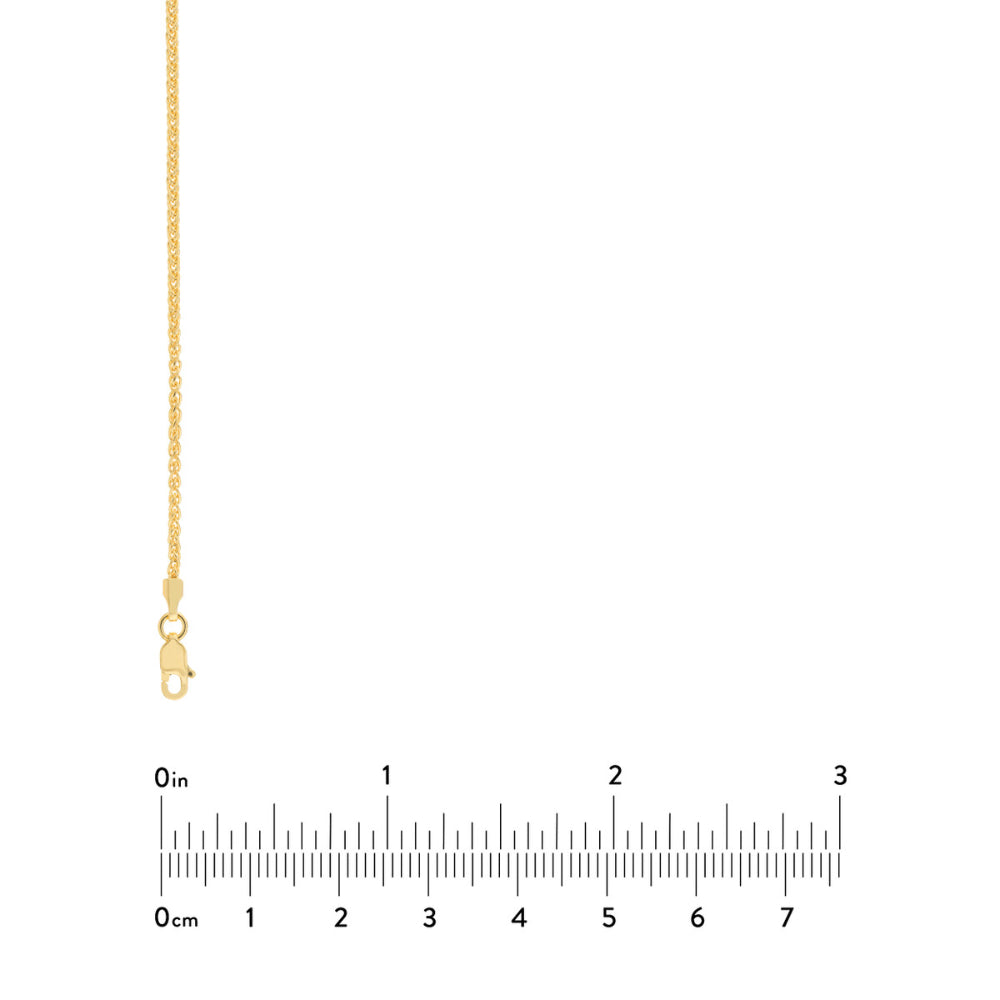 14k Yellow Gold 1.65mm Wide Wheat Chain Necklace for Layering