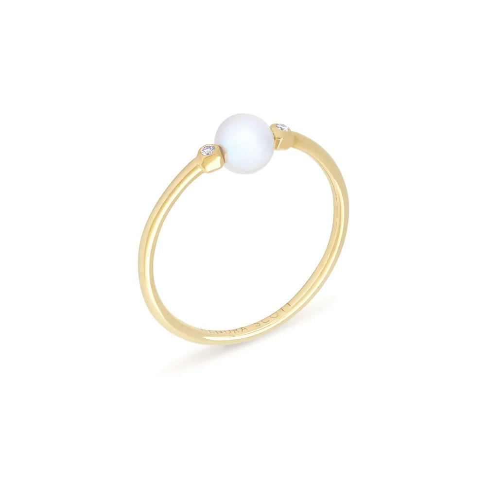 Exquisite Kendra Scott Cathleen Pearl-Embellished 14k Yellow Gold Band Ring for Women's Jewelry Collection