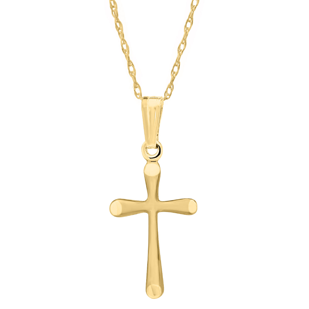 14k Gold Delicate Petite Cross Necklace for Children