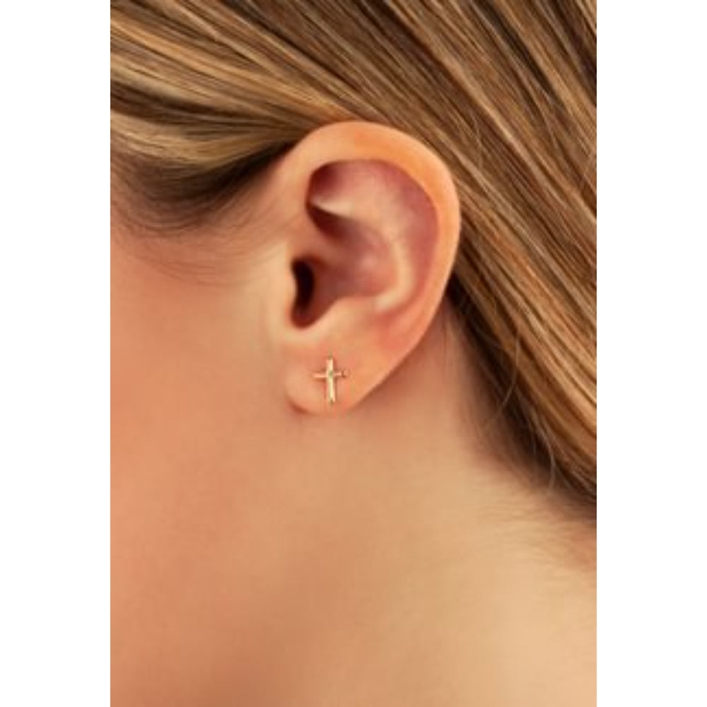Exquisite 14k Gold Stud Cross Earrings for Displaying Faith and Fashion