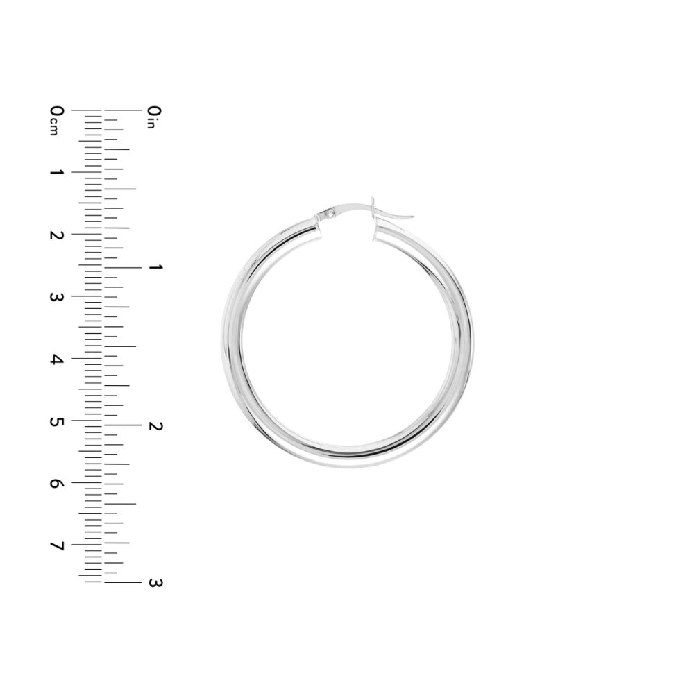 Sparkling 14k White Gold Polished Hoop Earrings for Elegant Look