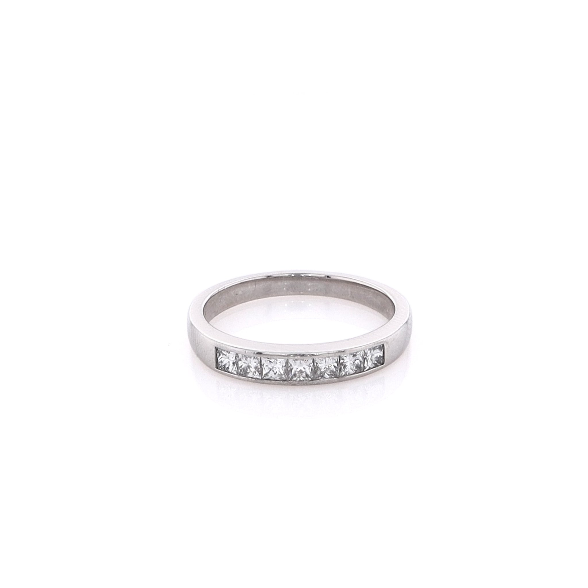 Exquisite Estate Platinum Princess Cut Diamond Wedding Band Size 7