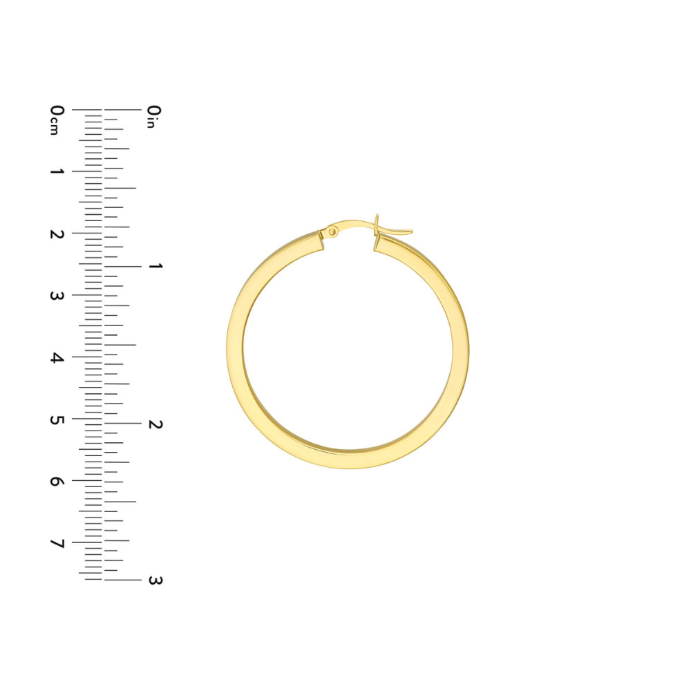 Trendy 14k Gold Square Tube Hoop Earrings with 3mm Thickness and 40mm Diameter