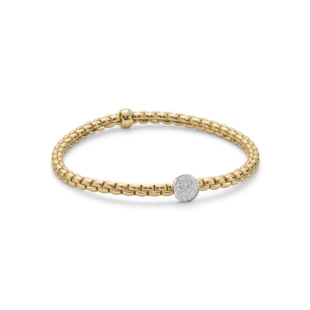 Fope Eka Collection Luxury 18k Gold Diamond-Embedded Flex'it Bracelet for Fashionable Wear