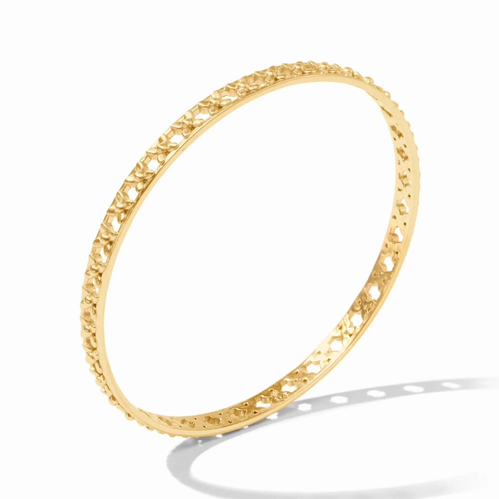 Julie Vos Helene Delicate Floral Filigree Stacking Gold Bangle