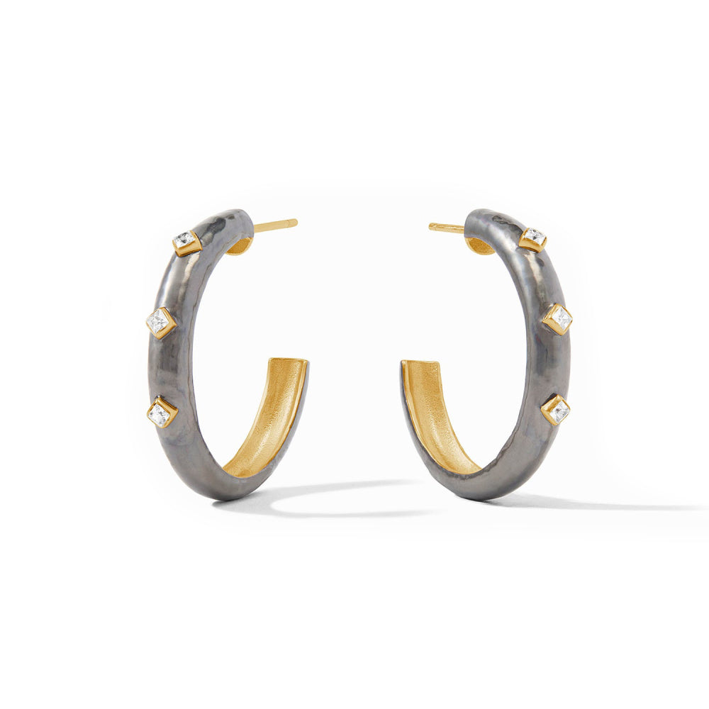 Julie Vos Noel Stone Mixed Metal Hoop Earrings in 24k Gold Plate