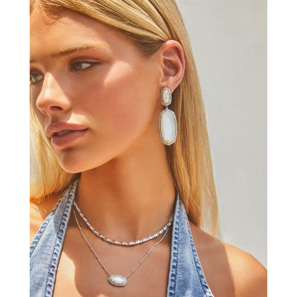 Kendra Scott Rhodium-Plated Ivory Mother-of-Pearl Beaded Elisa Pendant Necklace