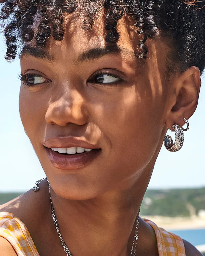 Kendra Scott's Exquisite 14k Gold or Rhodium Plated Small Harper Hoop Earrings