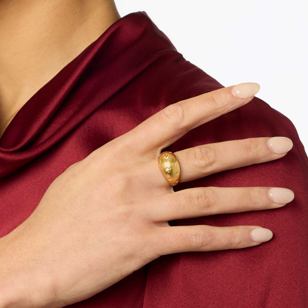 Julie Vos Cubic Zirconia Luna Golden Ring