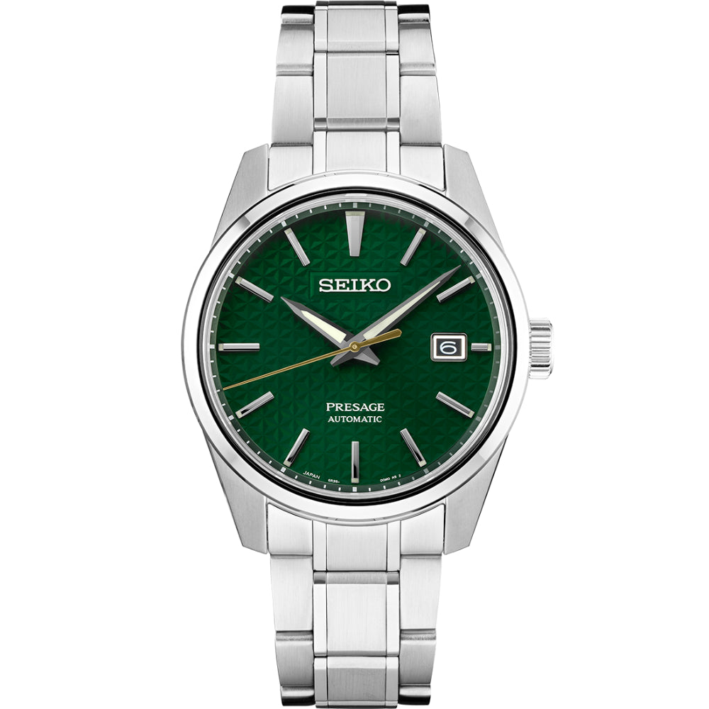 40mm Seiko Presage Automatic Watch - Green Dial, Stainless Steel Case