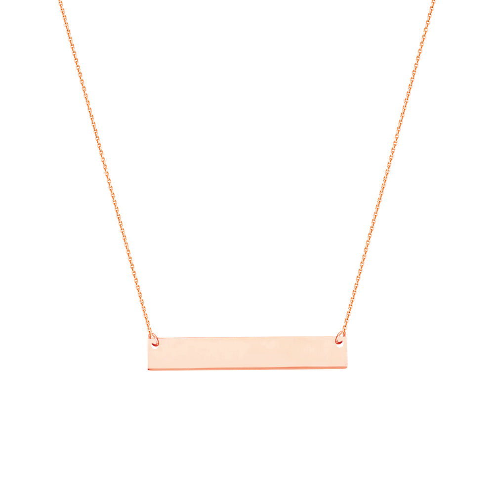 14k Gold Engravable Mini Name Plate Bar Style Necklace for Personalized Jewelry