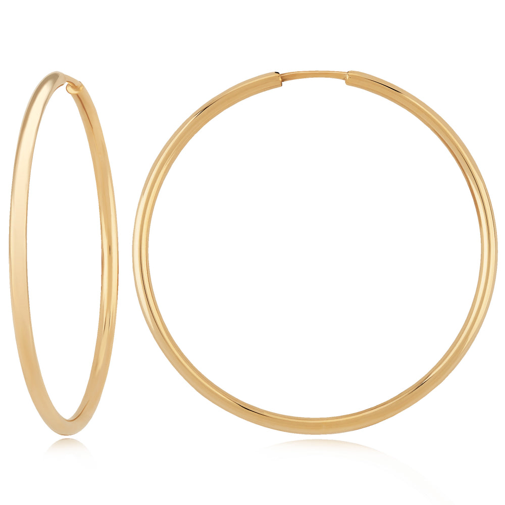 Stylish 14k Gold Continuous Hoop Earrings for Fashionable Women