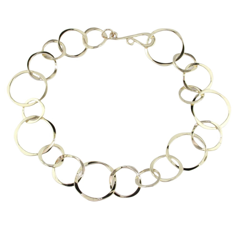 Exquisite 14k Gold Multi-Sized Circle Link Bracelet for Stylish Wear