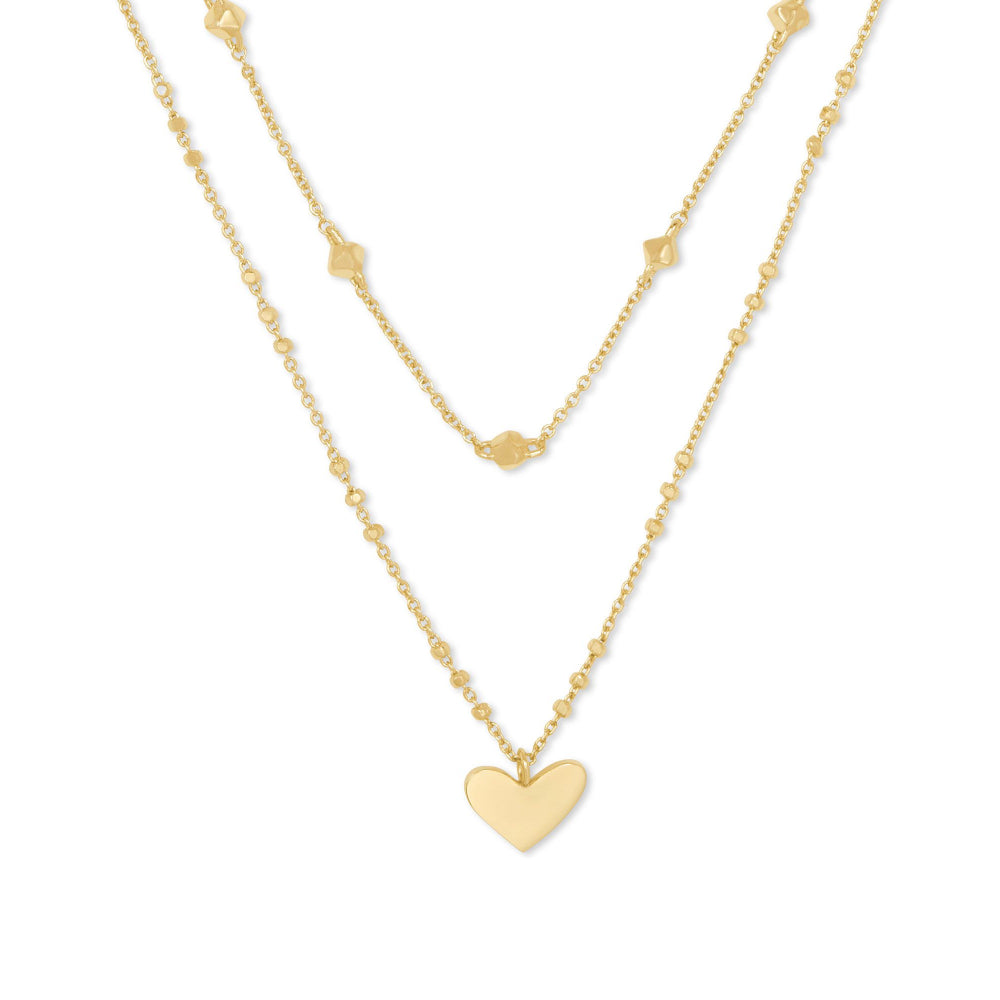 Kendra Scott Gold Plated Ari Heart Design Multi - Strand Necklace for Layered Styling