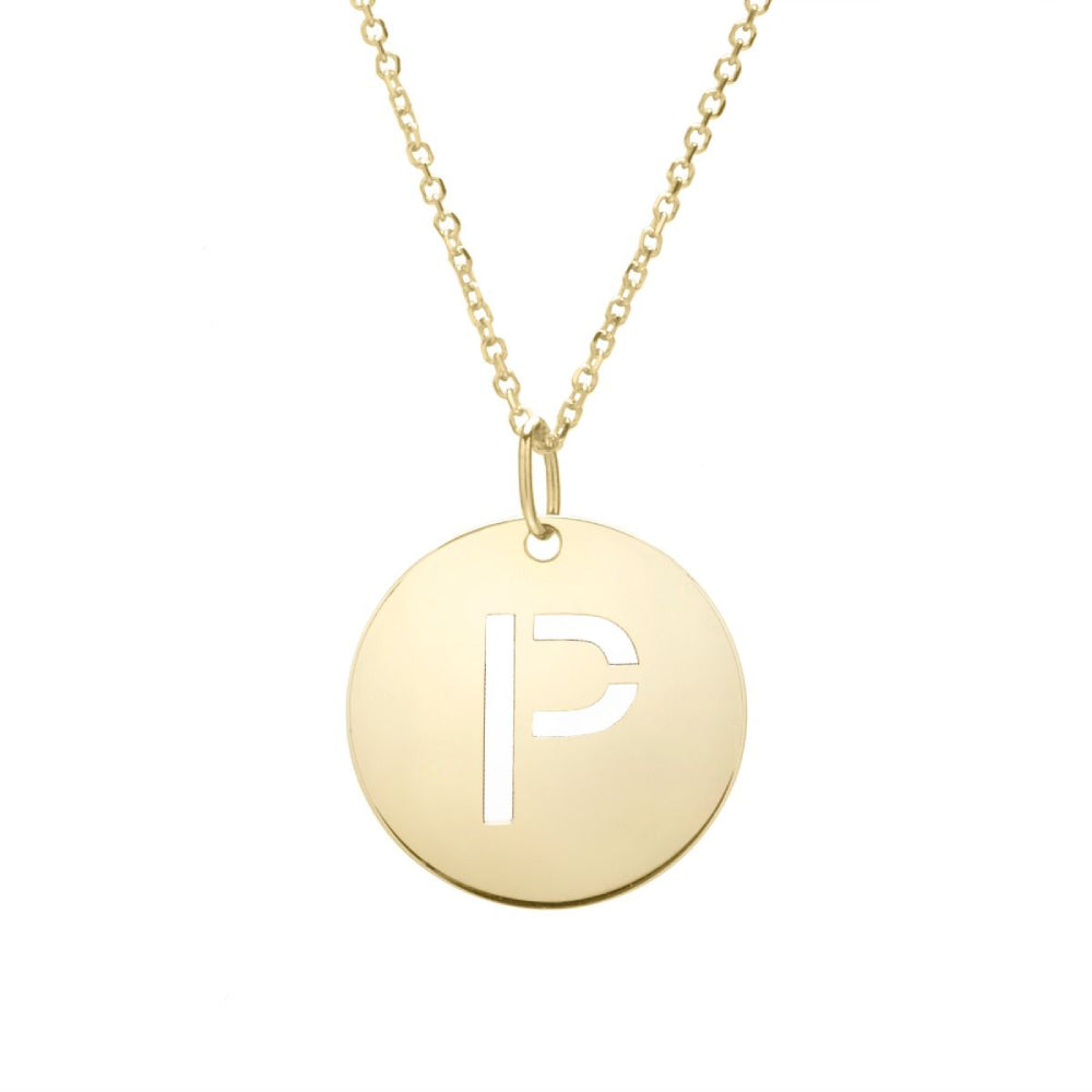 14k Gold Fashion Disc Pendant Initial Series - All Available Letters