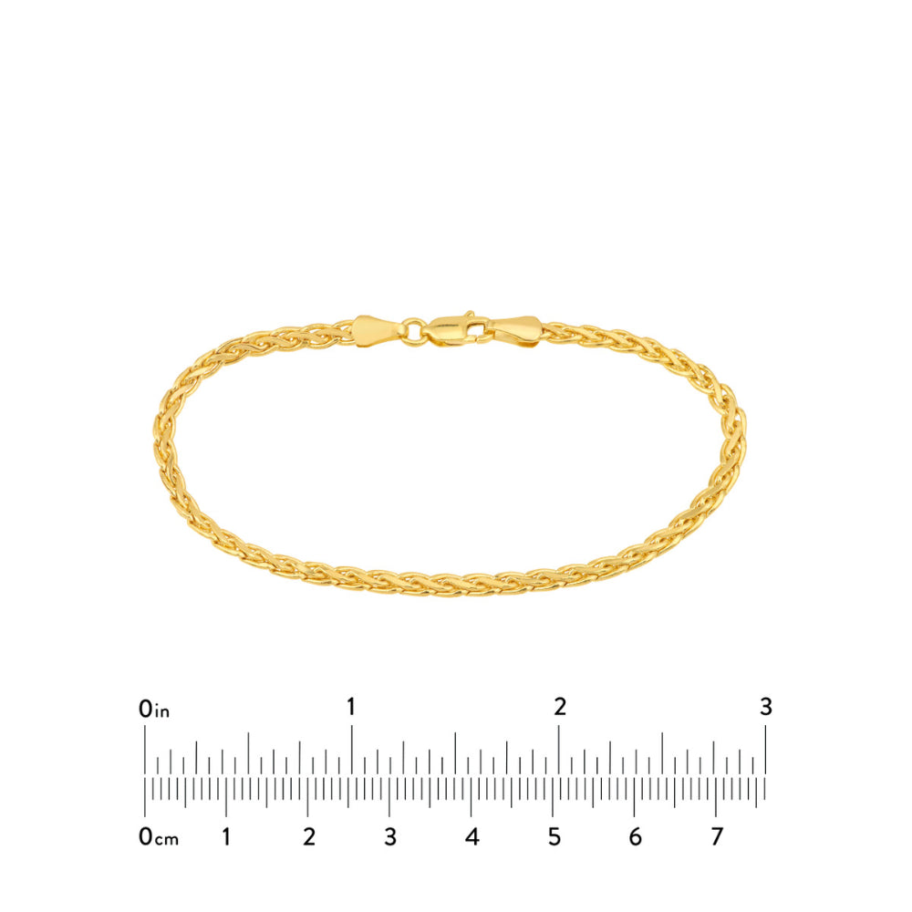 Stylish 14k Yellow Gold Hollow Flat Wheat Chain Bracelet for Timeless Fashion
