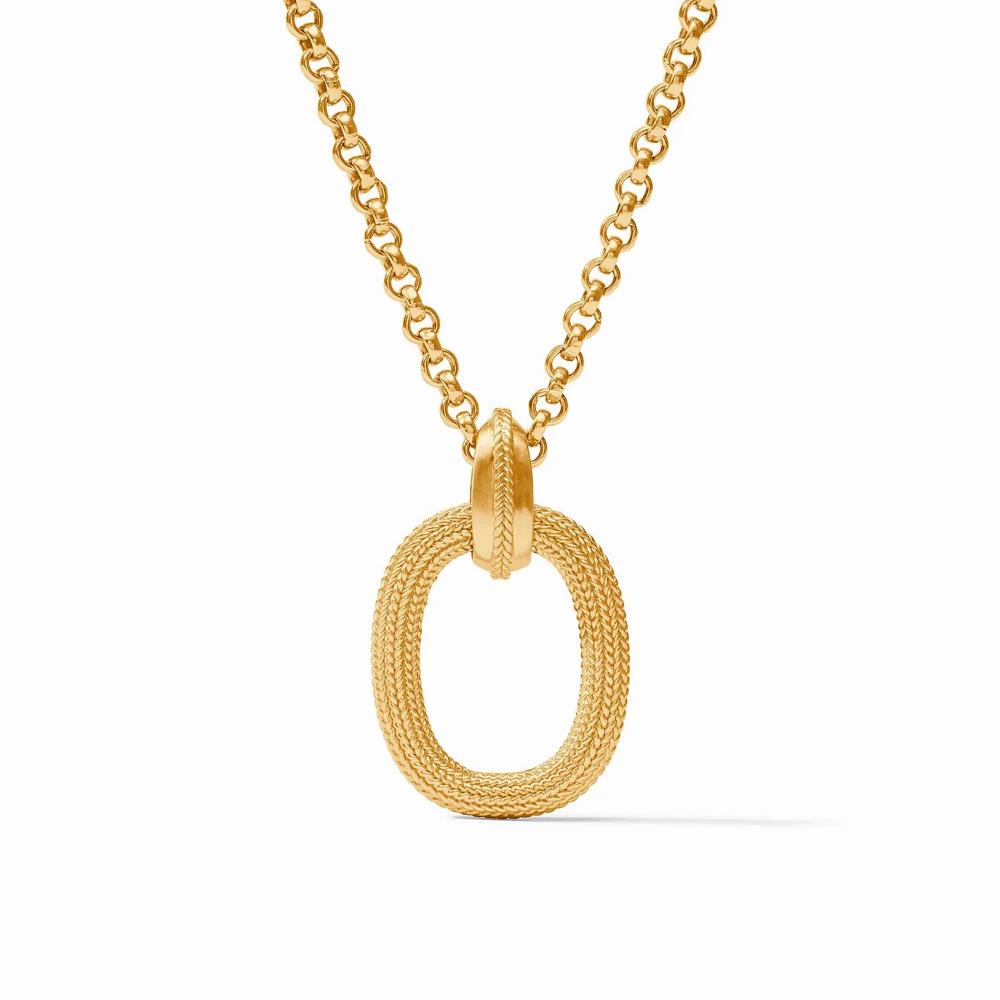Julie Vos 24K Gold Plated Cheval Pendant Necklace with Polished Rolo Chain