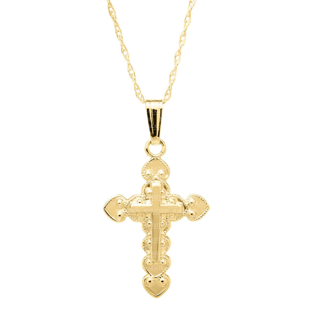 14k Gold Cross Pendant for Children with 15' Chain