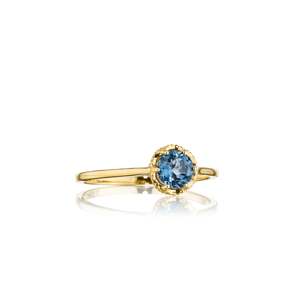 Tacori Delicate 14k Gold Petite Gemstone Crescent Crown Ring