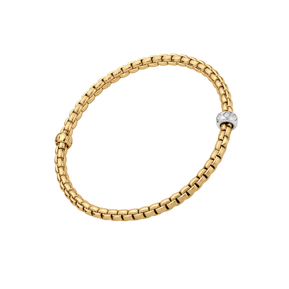 Fope Eka 18k Gold Flexible Bracelet Set with Diamond Accents