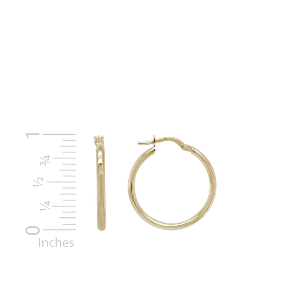 Stylish 14k Gold Circular Hoop Earrings with a 20mm Inside Diameter