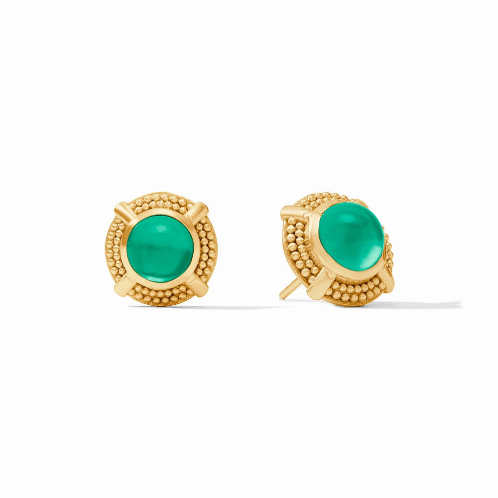 Julie Vos 24K Gold Plated Cabochon Stud Earrings with X Motif