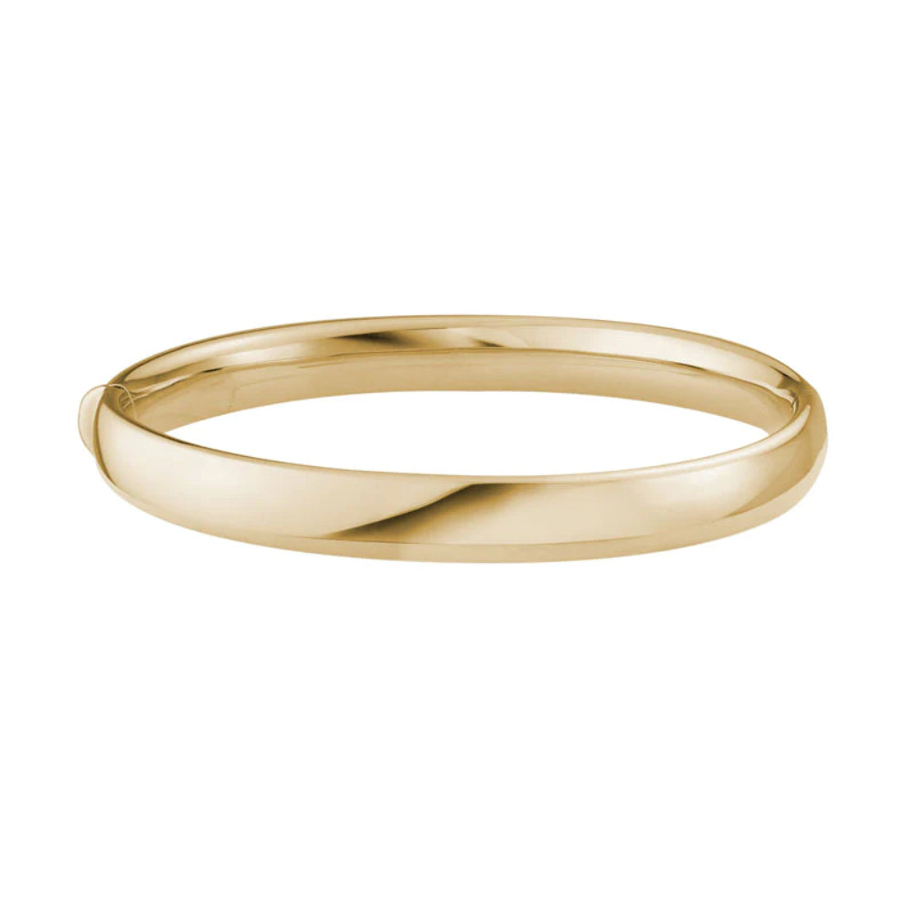14k Yellow Gold Wide and Smooth Polished Hinged Bangle Jewelry Accessory