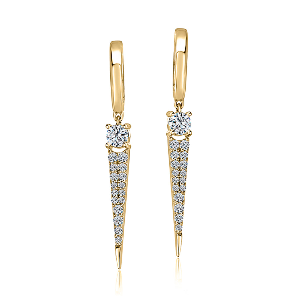 A. Jaffe 14k Gold Elegant and Sophisticated Round Diamond Dagger Drop Earrings for Women
