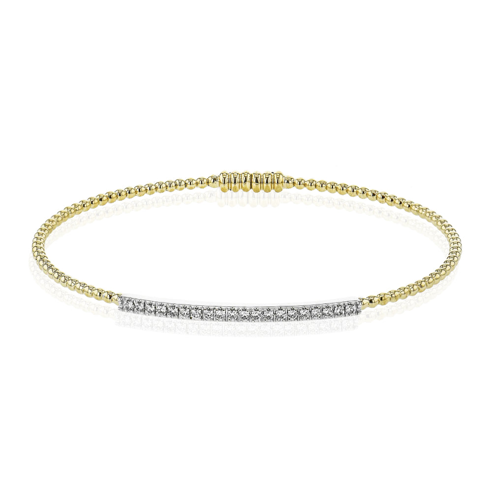 Simon G. 18k Two-Tone Diamond-Embedded Beaded Bangle