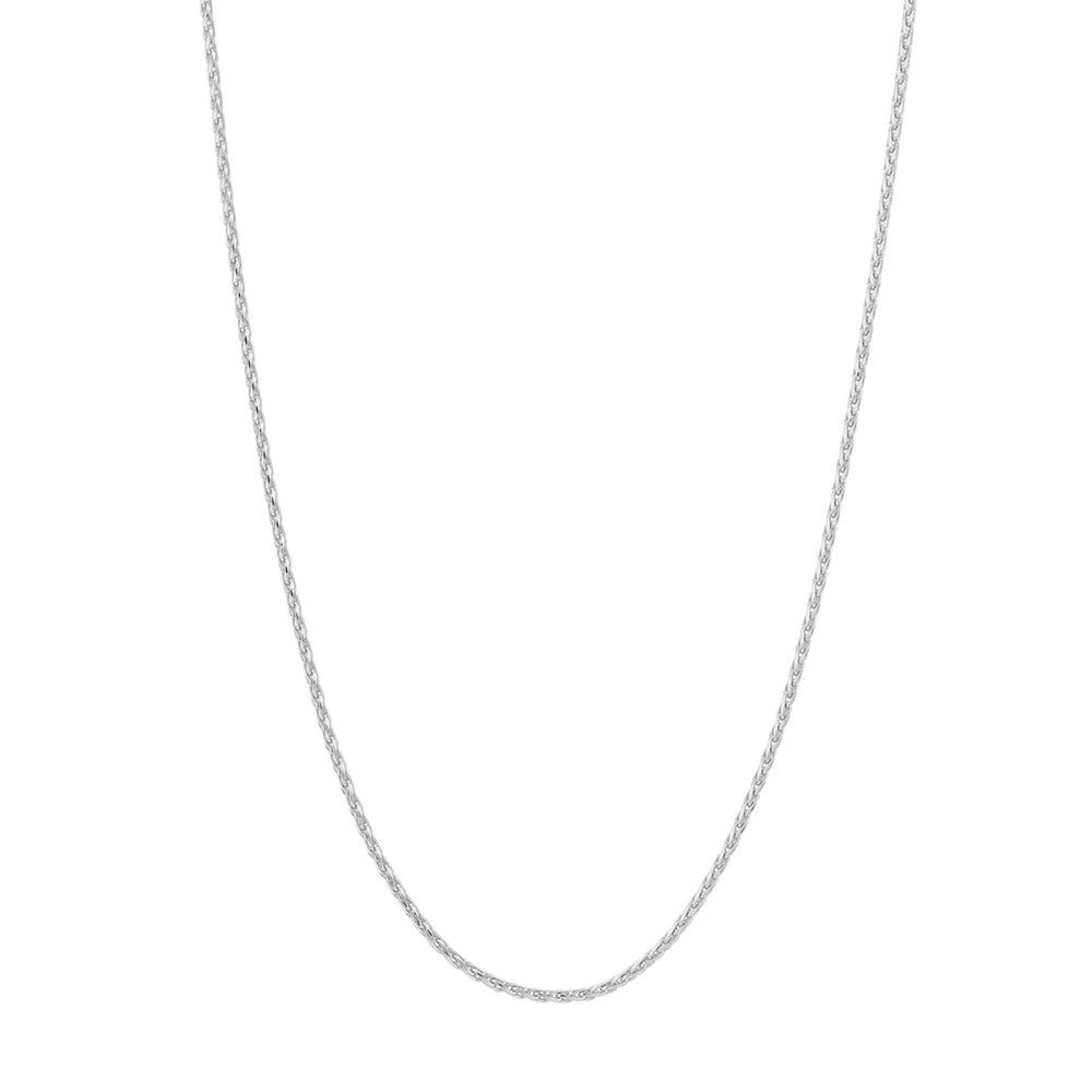 14k White Gold Artisan Diamond-Cut Wheat Design Chain Necklace, 16 Inches