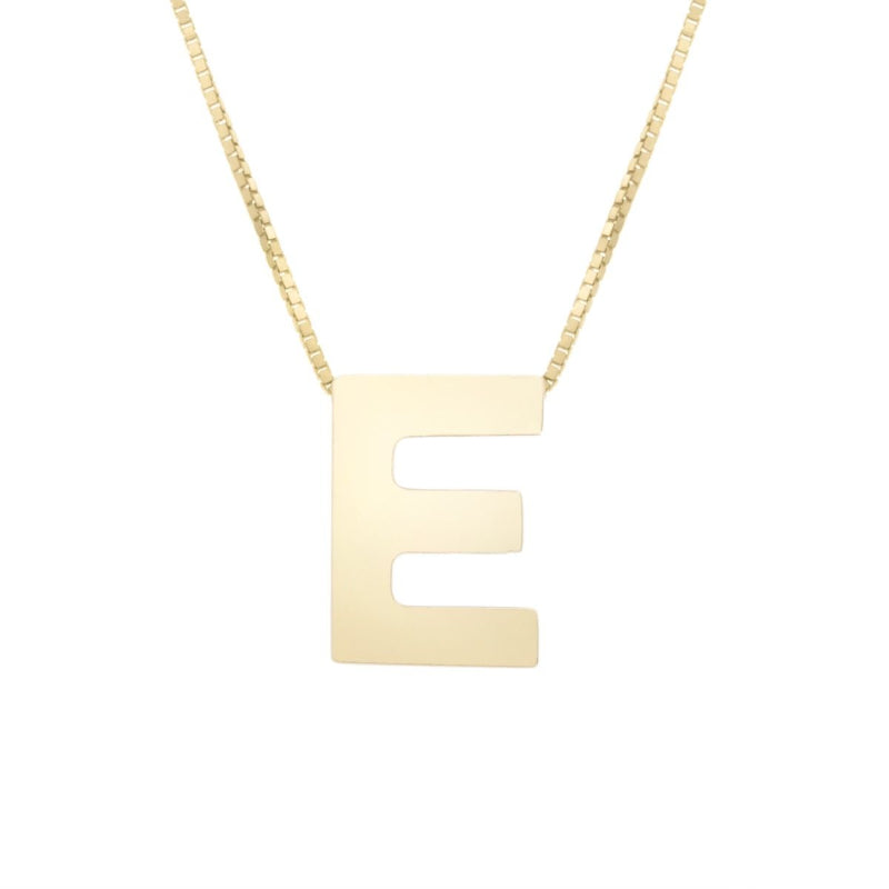 14K Gold Block Letter Initial Fashion Necklace - Available in ALL LETTERS