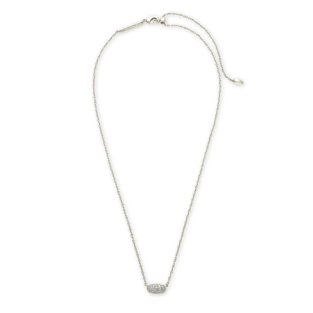 Kendra Scott's Elegant Grayson White Crystal Pendant Necklace for Women
