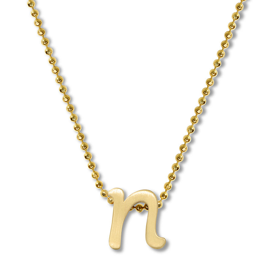 14k Yellow Gold Alex Woo Little Autograph Letter Pendant for Signature Style Jewelry