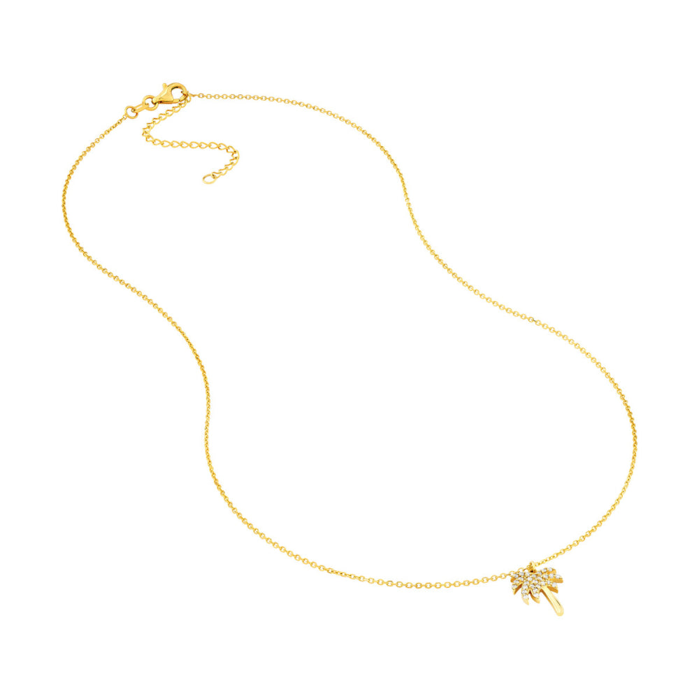14k Gold Adjustable Palm Tree Necklace with 0.13 ct Diamonds