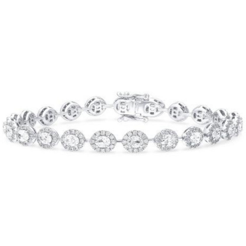 Exquisite 14k White Gold Diamond Halo Bracelet with 300+ Stones