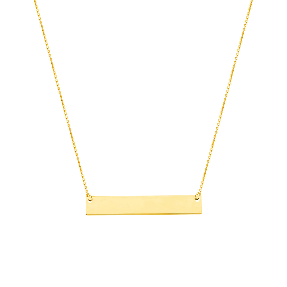 14k Gold Engravable Mini Name Plate Bar Style Necklace for Personalized Jewelry
