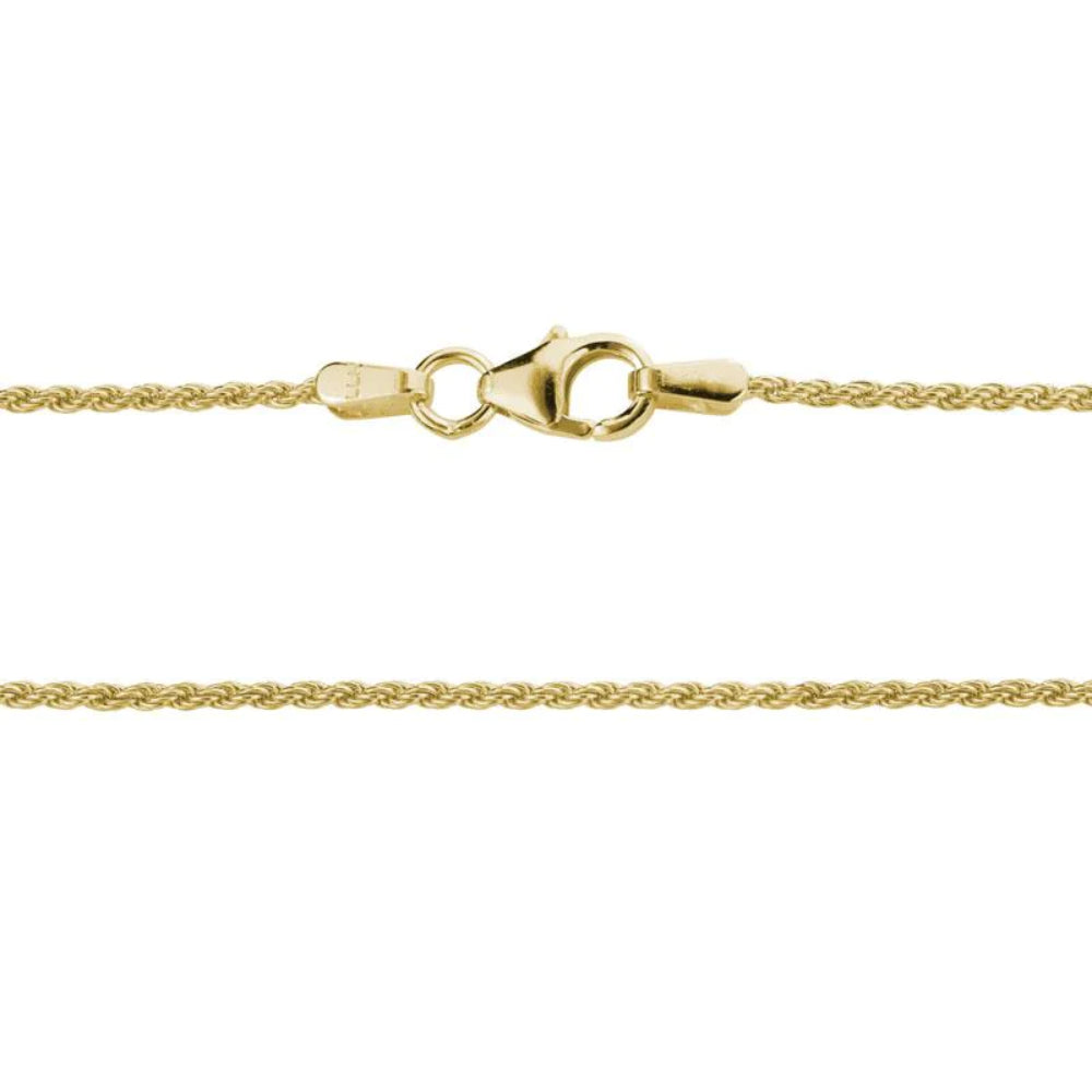14k Gold 1.2mm Rope Chain with Lobster Clasp for Solo or Pendant Wear