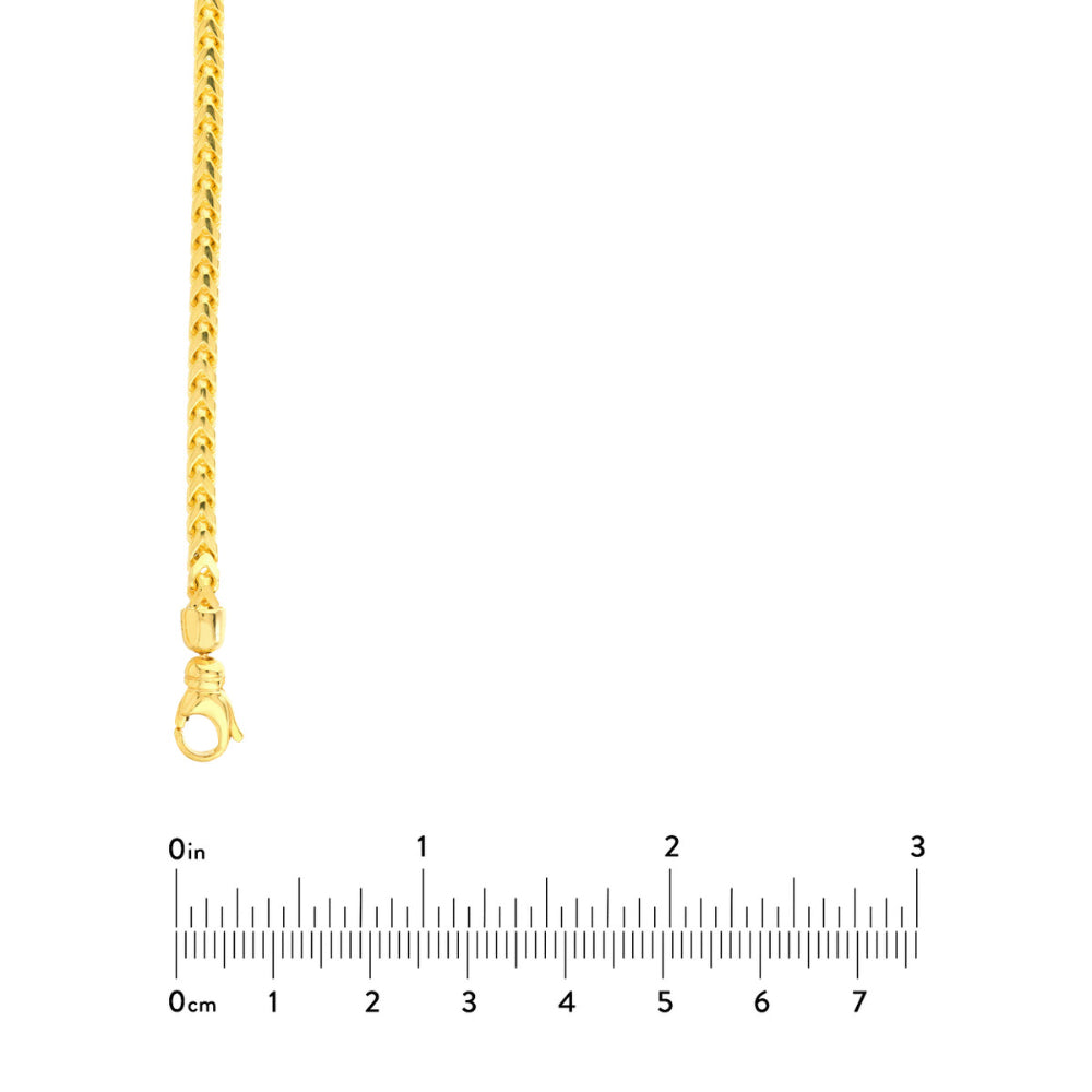 14k Yellow Gold 3mm Wide Round Franco Chain, 22 Inches Long