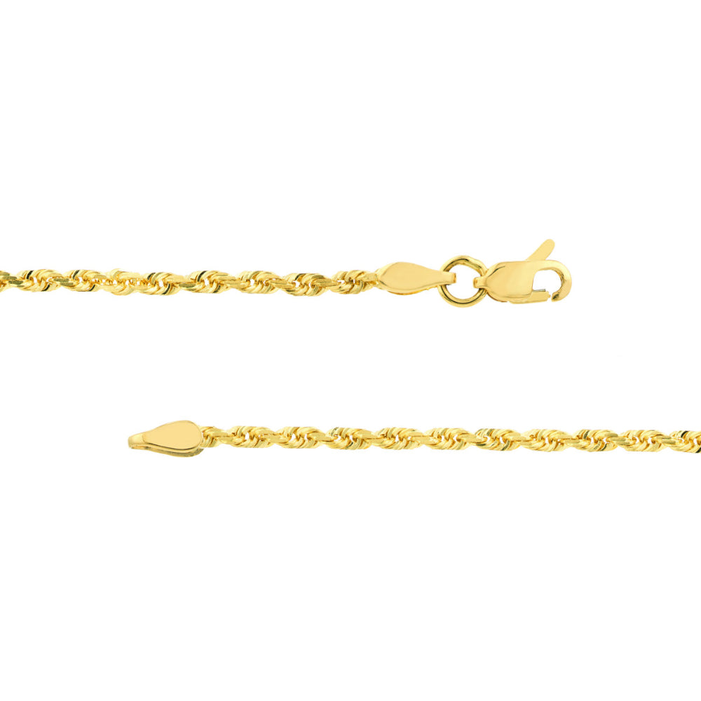 14k Gold 2.5mm Sparkling Diamond-Cut Rope Chain for Elegant Look