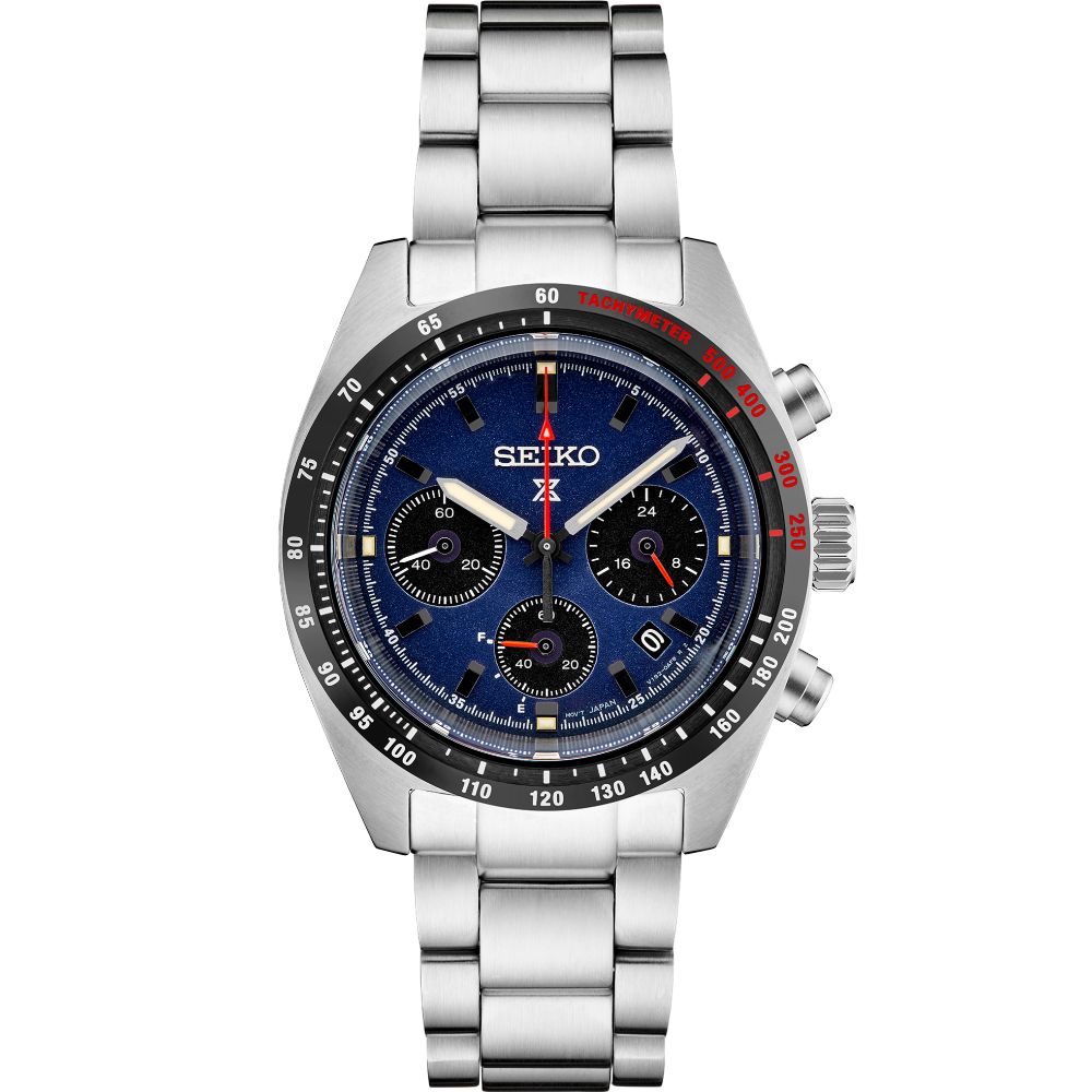 Seiko Prospex 39mm Solar Chronograph Speedtimer Watch with Blue Dial