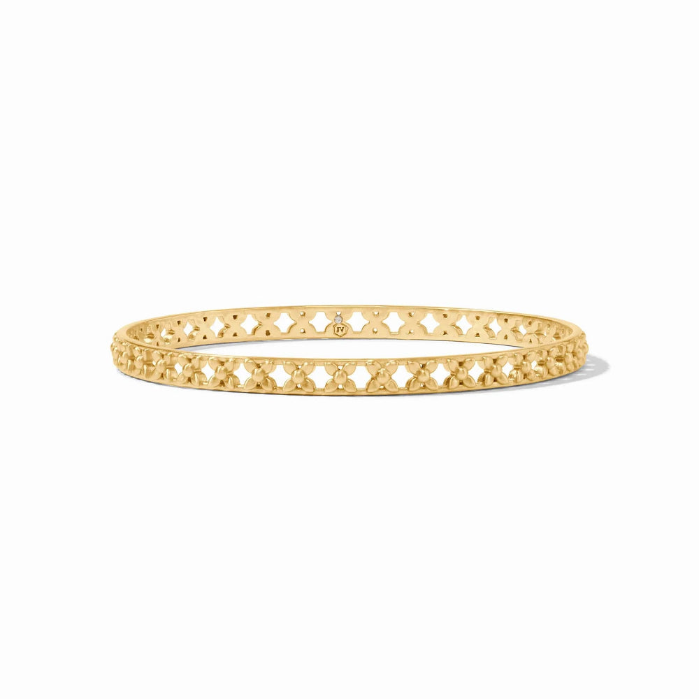 Julie Vos Helene Delicate Floral Filigree Stacking Gold Bangle
